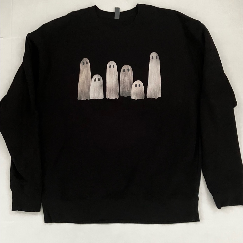 Studio Rains x Mirror & Thread Black Ghost Sweatshirt-Large - Spooky Cute-Unisex - Picture 2 of 7